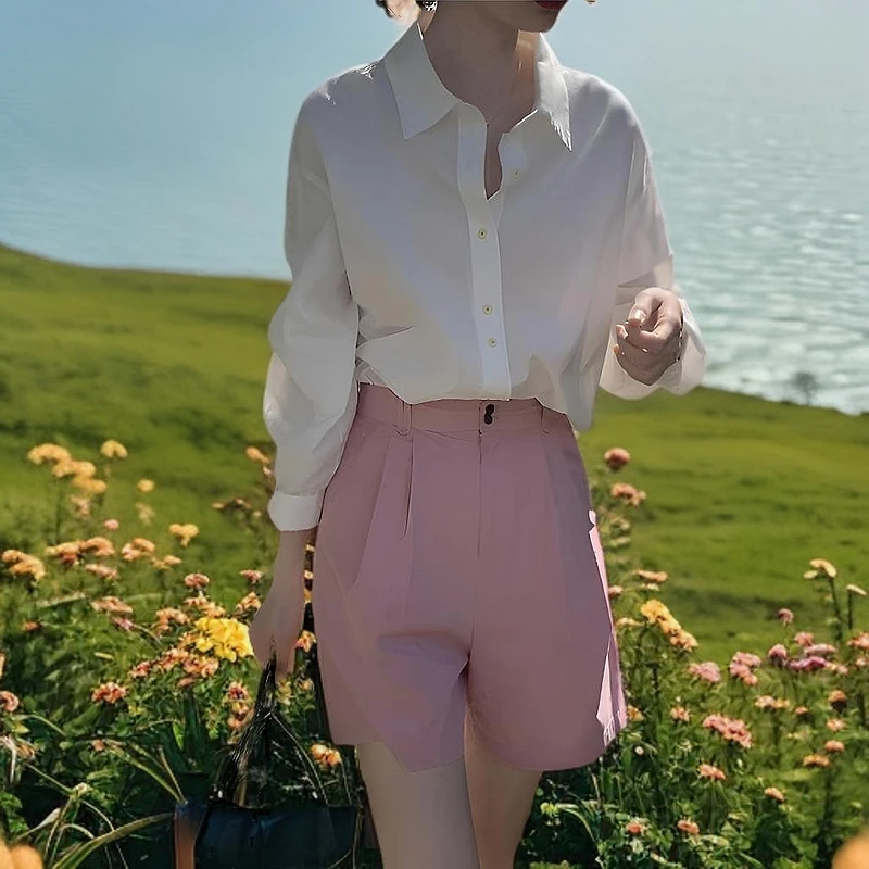 白色法式衬衫女春秋设计感小众长袖衬衣夏季复古港味甜美长袖上衣