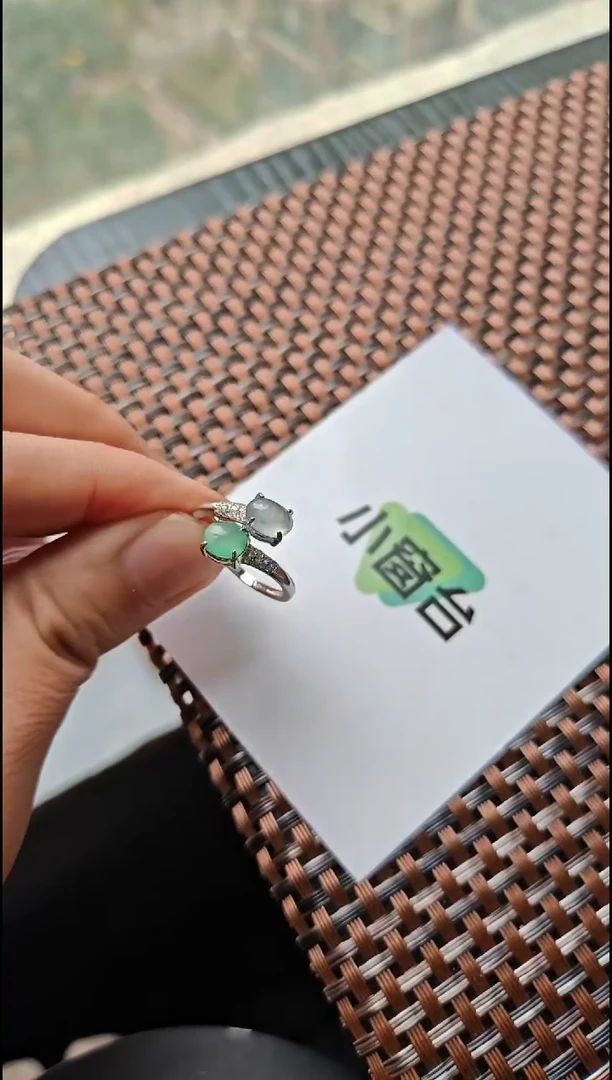 【闪购商品】翡翠戒指银S925镶嵌翡翠戒指S925银镶嵌