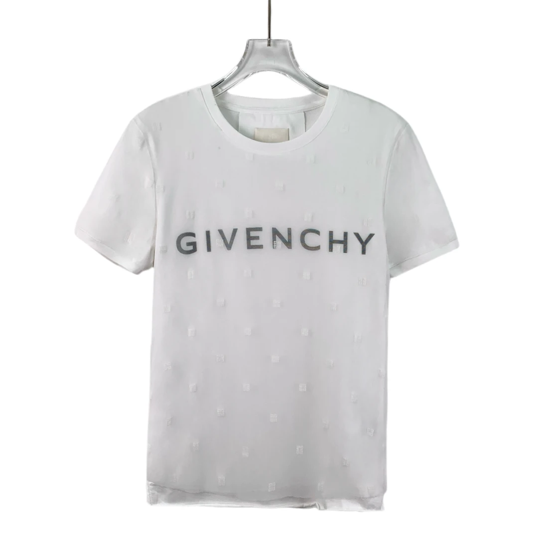 99新 Givenchy/纪梵希  EW0175 字母印花薄纱棉质圆领短袖T恤 M码
