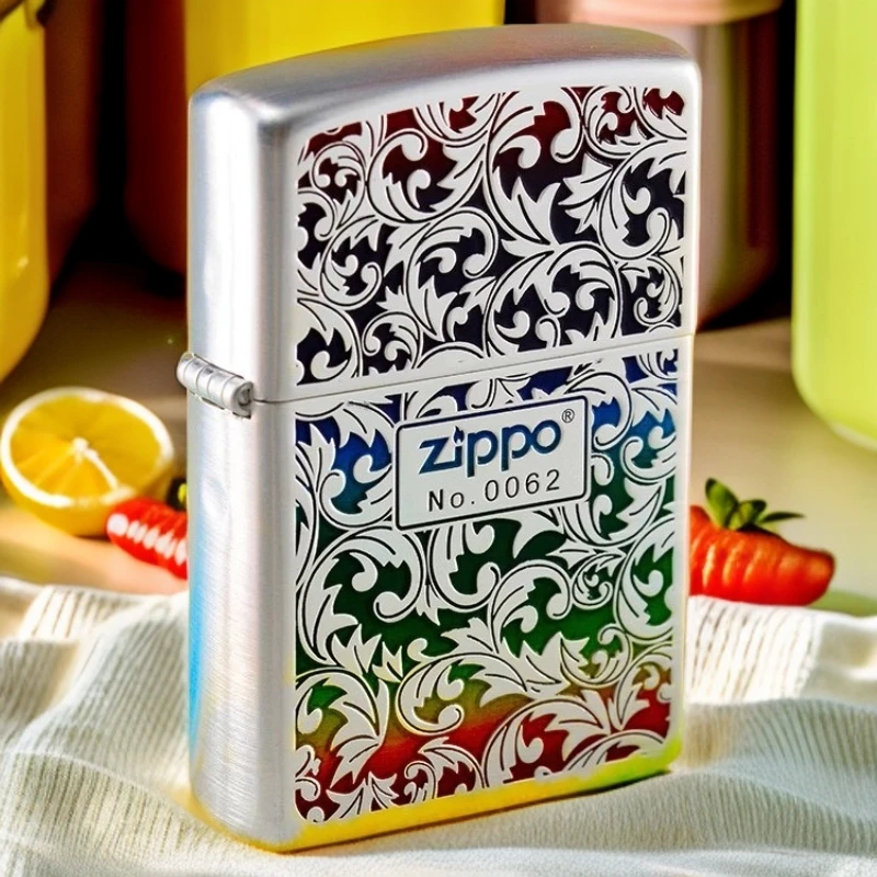 zippo打火机正品限量版镀银防风唐草情人节送男友高档礼物PWJ1