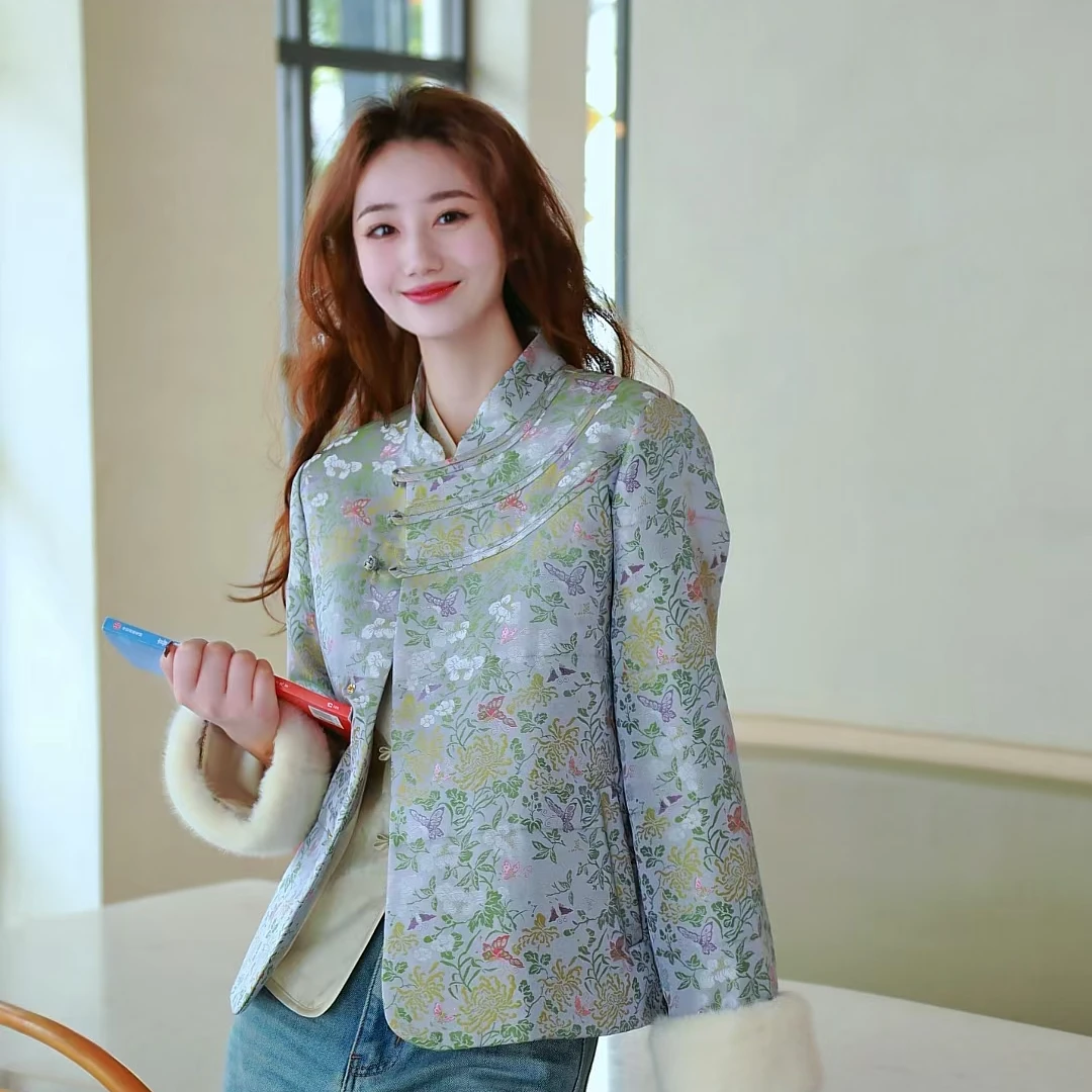 【77推荐】冬季正肩气质显瘦新中式高级短款外套3324