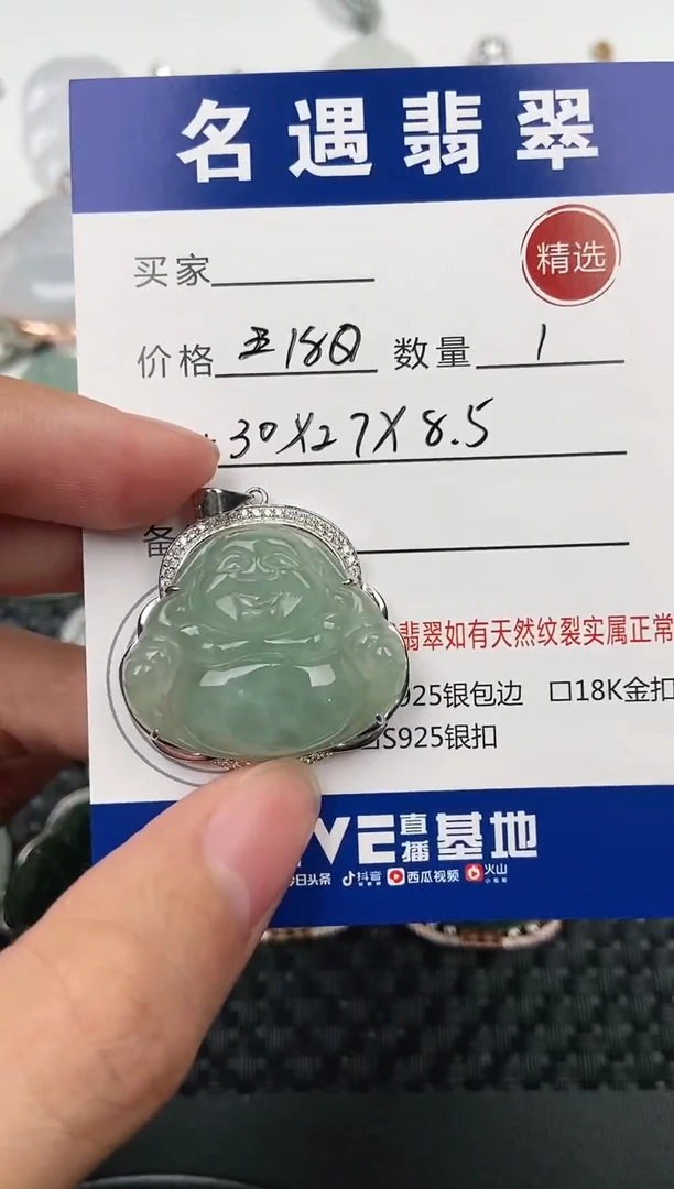 颈饰银S925镶嵌翡翠挂件