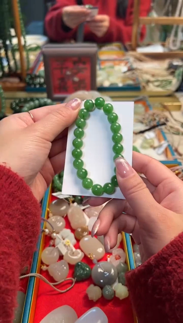 【闪购商品】和田玉手串未镶嵌碧玉苹果绿手串