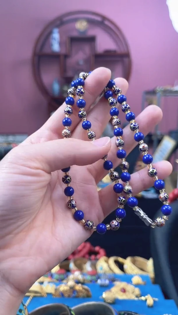 非遗 景泰蓝 项链 宝蓝 0.6