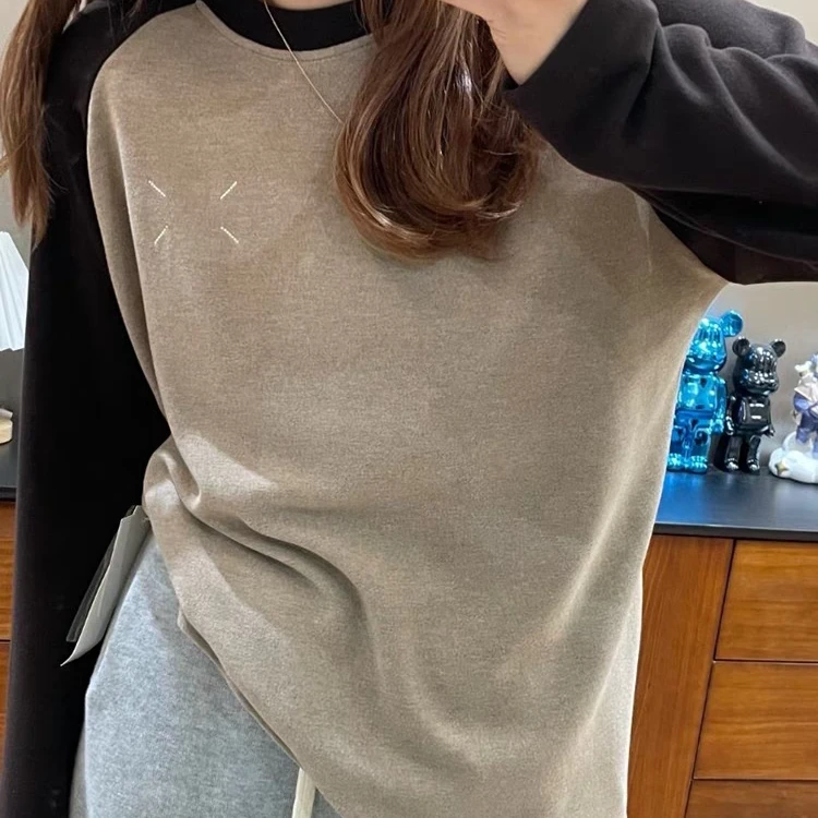 胖mm大码女装奥绒插肩袖长袖t恤胖mm宽松显瘦内搭打底衫