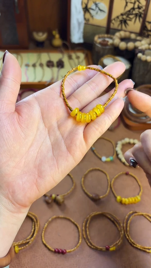 手串桃核古桃坊 竹节七宝福禄