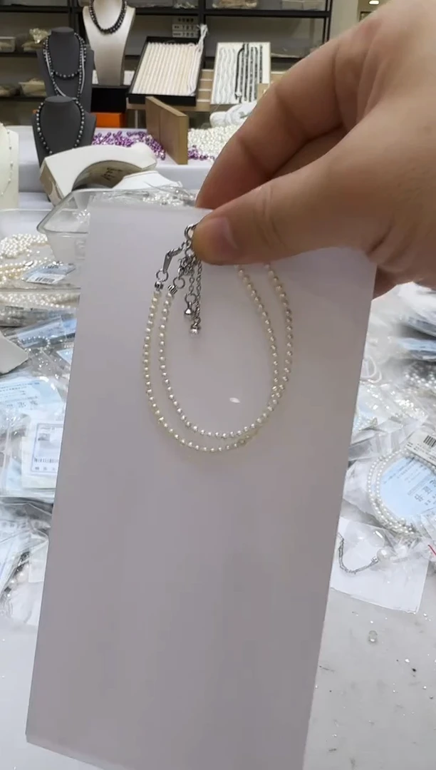 淡水珍珠手链未镶嵌3-4mm 吊小珠-孤品2单