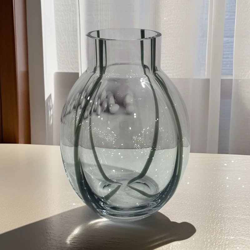 私花主义Q115微瑕创意简约竖条纹小可爱水晶玻璃花瓶-PK