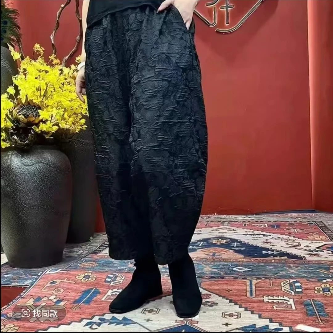 2025新款中式风设计感加绒加厚休闲花妍裤88501