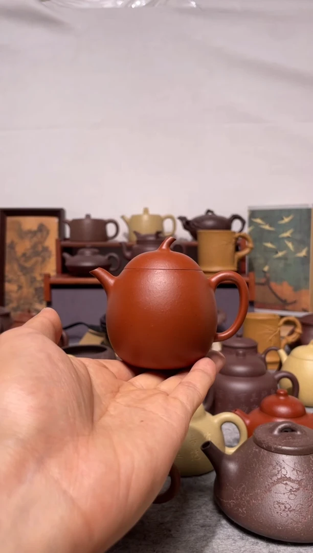 茶壶紫砂小煤窑朱泥手工泥茄瓜
