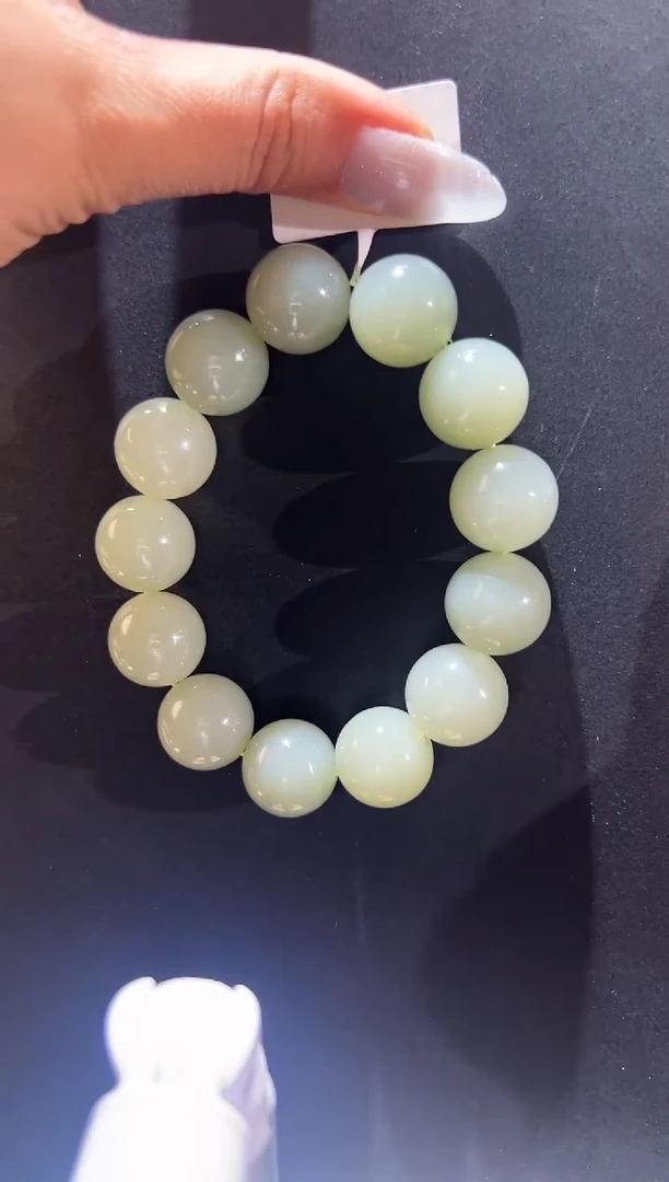 未镶嵌手串和田玉新疆且末料青白玉卡16手串多样性发其一