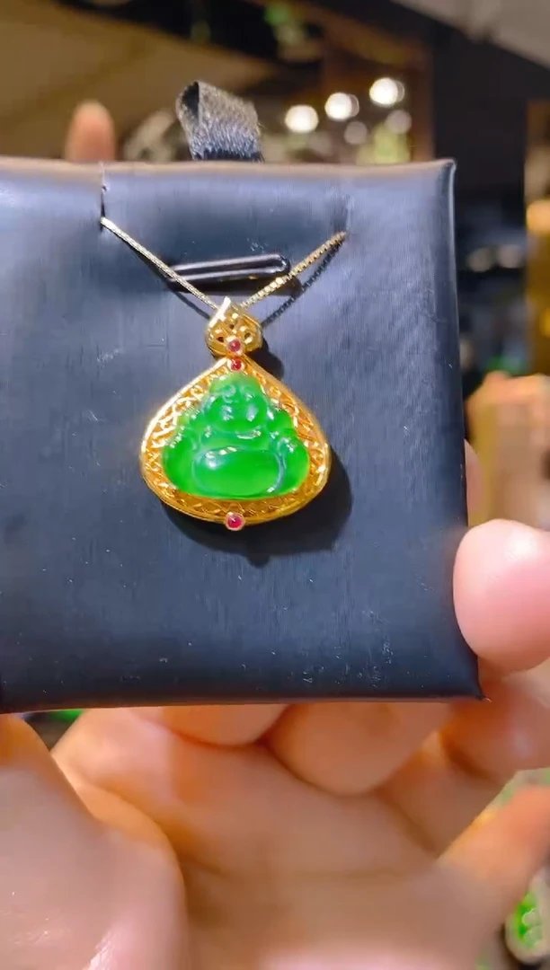 【闪购商品】翡翠吊坠(赠链)18K金镶嵌008（多样性发货）（赠金链）