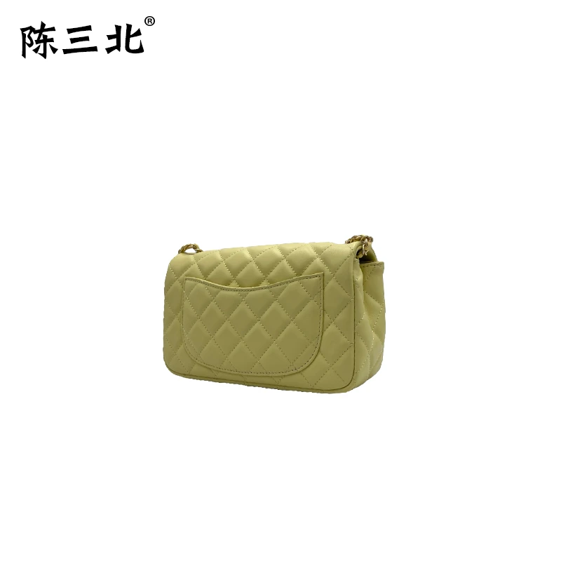 陈三北TF442【横版金球】小鸡黄 20CM 羊皮 高级感斜挎百搭女包