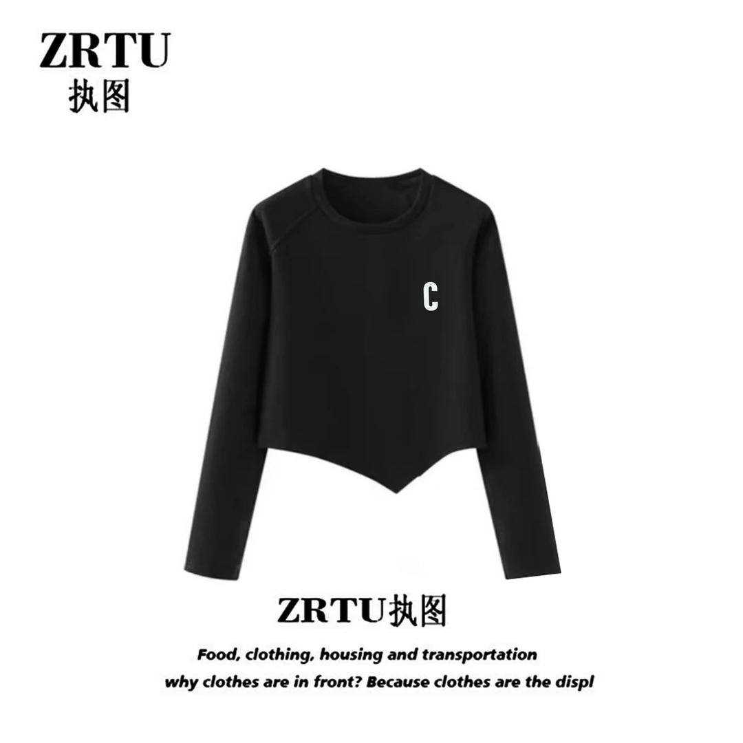 2024（自播）新款长袖设计感小众甜辣妹不规则独特别致上衣