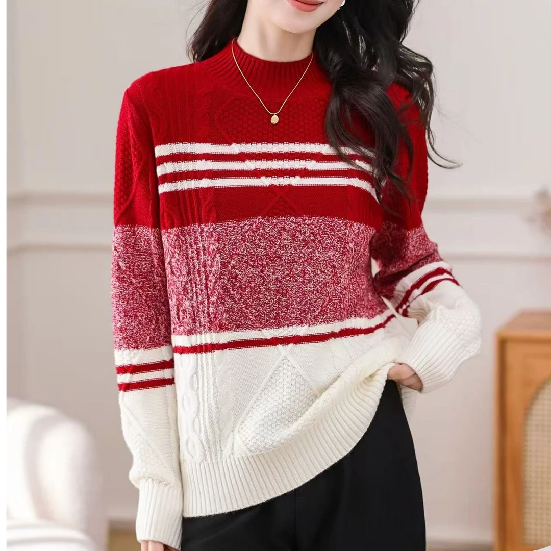 8864-高货麻花设计提花绵羊毛衫时尚毛衣