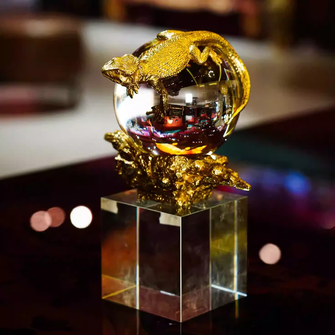 GM45水晶黄铜装饰桌面玄关摆件19*12*28cm