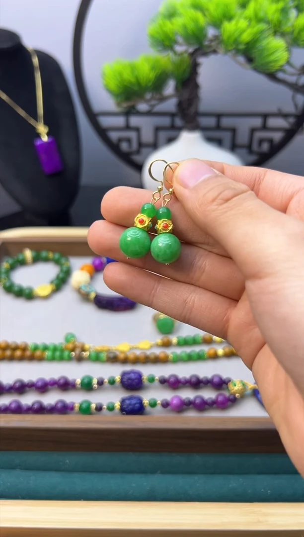 【闪购商品】翡翠耳饰14K金镶嵌E242