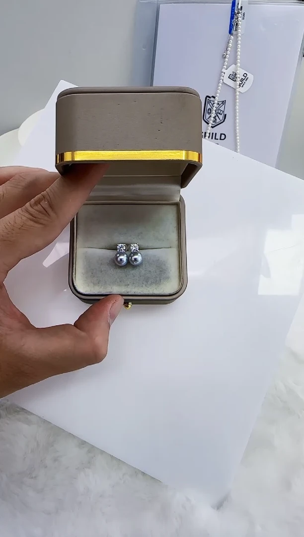 银S925镶嵌海水珍珠DA珍珠耳饰7-8 y016