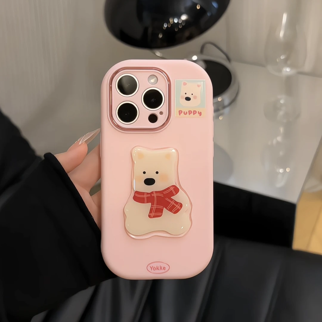 粉底西高地适用苹果17华为p70oppo小米15vivo金属小胖妹手机壳