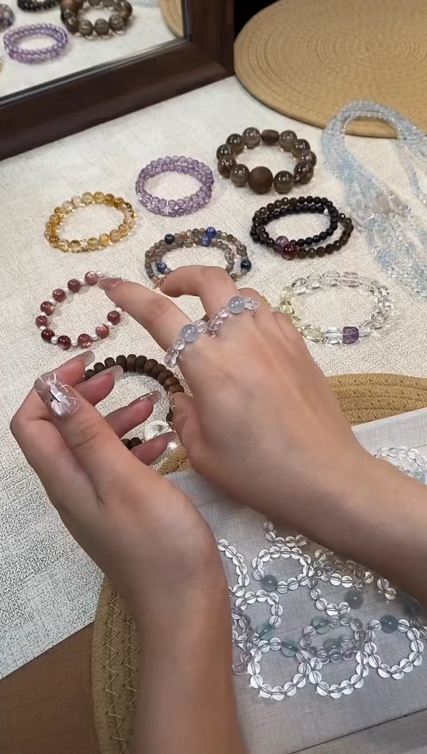 合金手链水晶《梦镜》海蓝宝白水晶设计款戒指4-5mm多样性发一