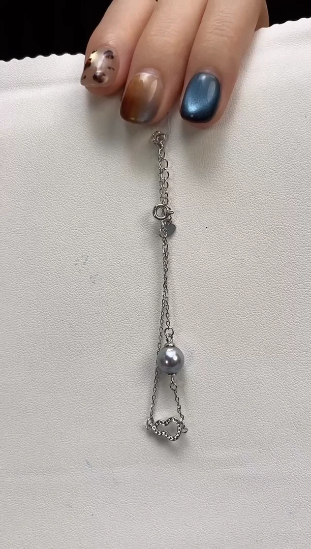 银S925镶嵌手链海水珍珠7.5-8真多麻手链