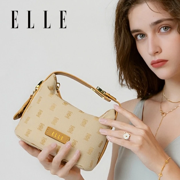 ELLE2025年百搭气质夏天新爆款女士通勤时尚百搭印花手拎包便携包