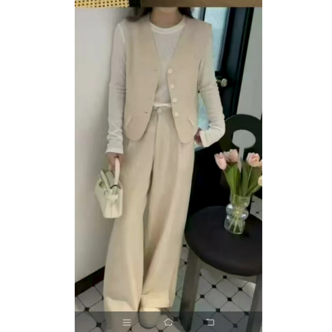 A春秋时尚气质减龄打底衫马甲阔腿裤三件套8808#