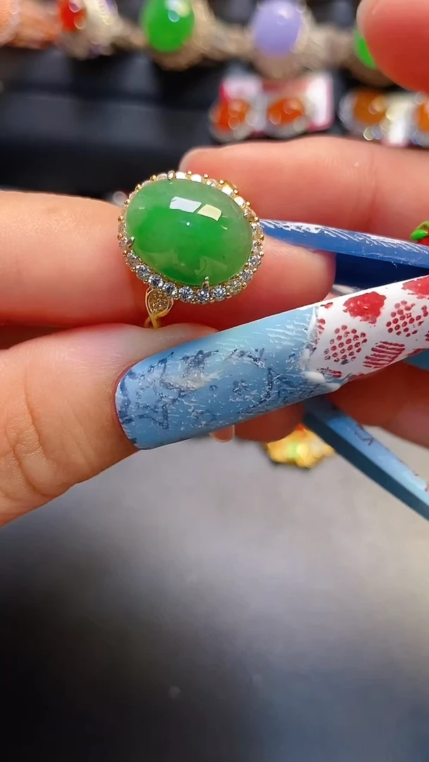 银S925镶嵌戒指翡翠天然