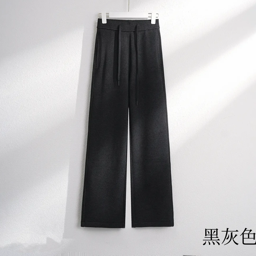 【加绒神裤】加绒羊 绒蚕 丝显瘦舒适垂感百搭时尚阔腿梧桐裤6325