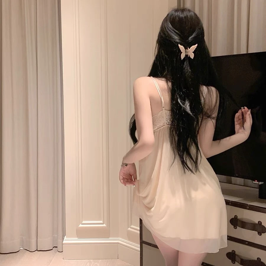 【2025新款睡衣】甜美显瘦蕾丝吊带睡裙套装法式露背纯欲风气质