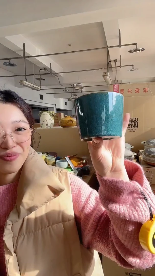 陶美浓烧 青蓝釉荞麦面碗