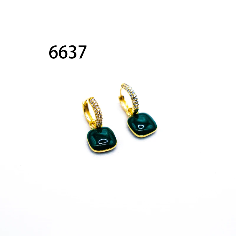 铜合金耳饰 简约镶嵌个性气质耳环小众设计高级感耳钉耳饰～6637