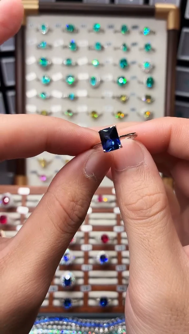 戒指蓝宝石银S925镶嵌1