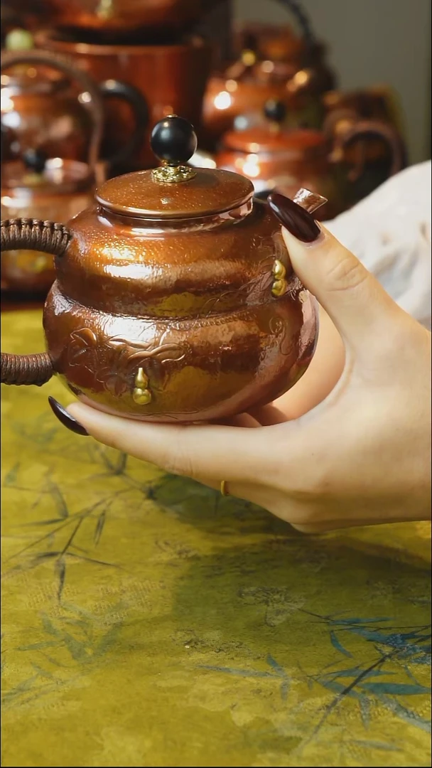 纯紫铜福禄泡茶壶