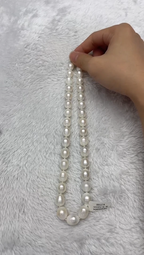 海水珍珠银S925镶嵌项链澳白9-12mm