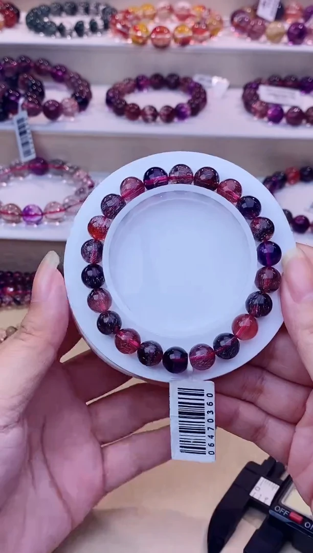 未镶嵌手链水晶黑加仑超七单圈8m+