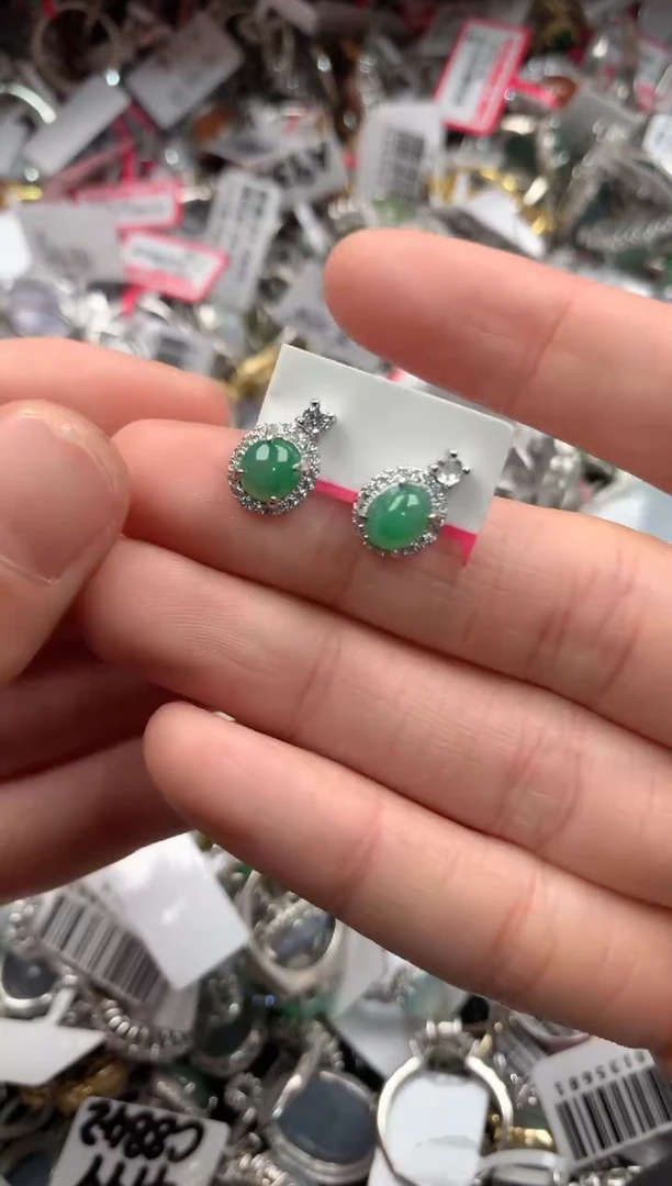 银S925镶嵌戒指翡翠2222----7