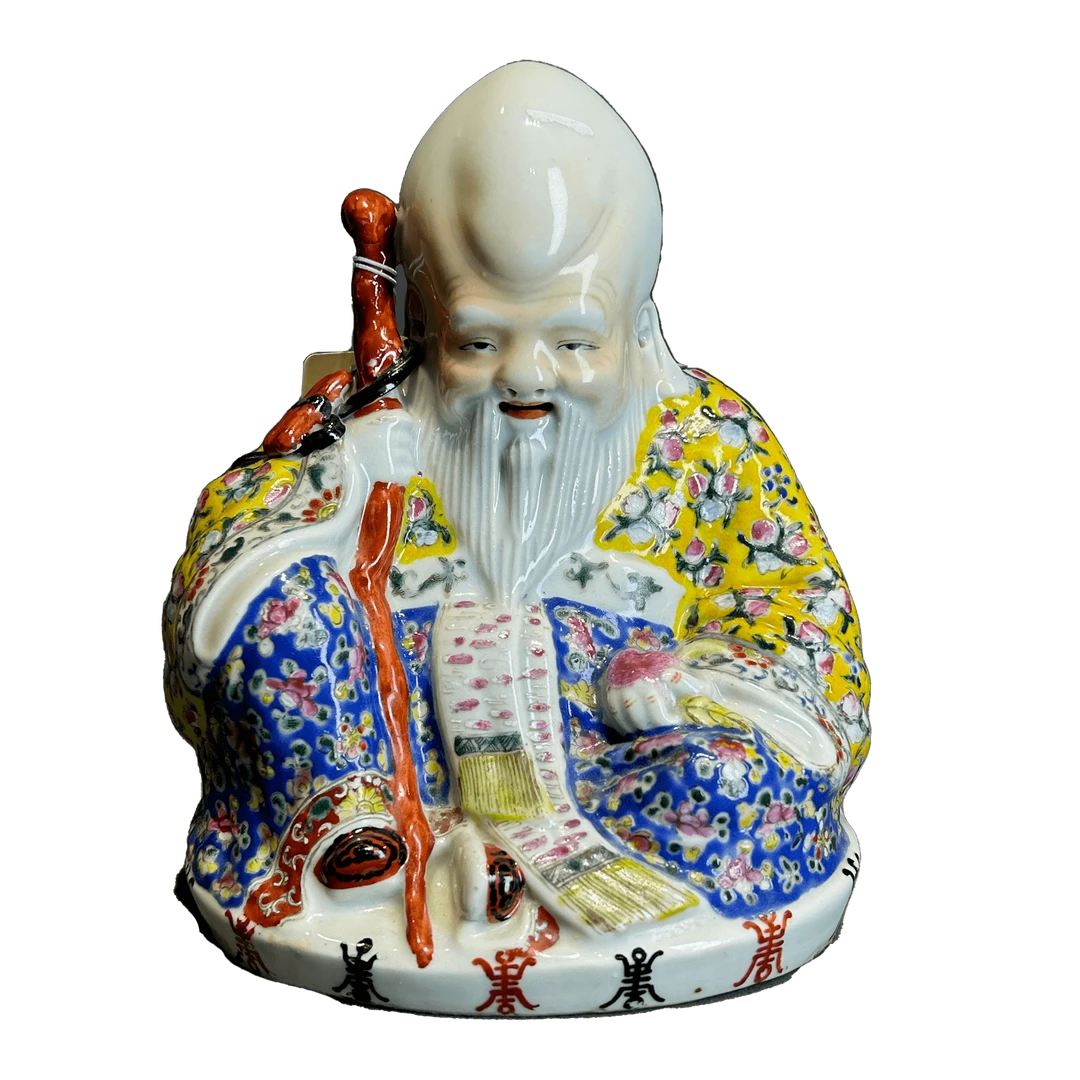 25200778x“朱茂记”款粉彩寿星瓷塑