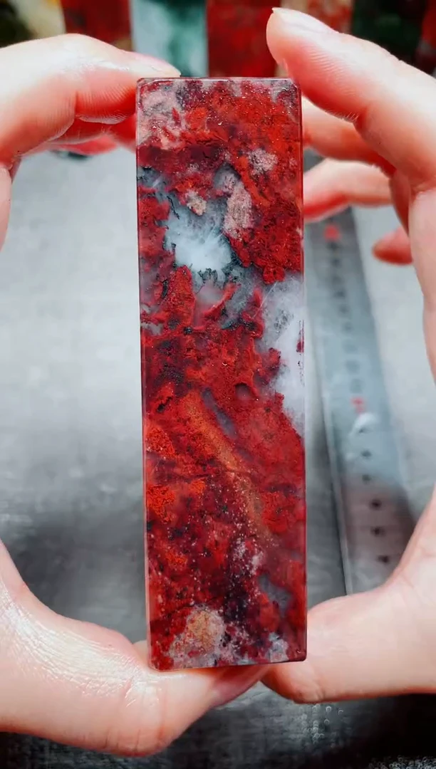 玉桂林鸡血玉素章3.0左右红28