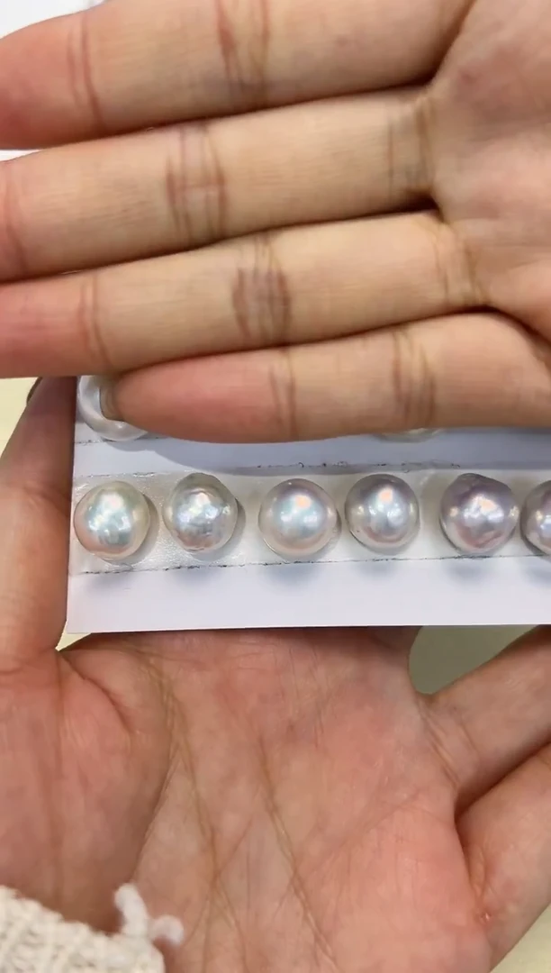 银S925镶嵌耳饰淡水珍珠11mm巴洛克