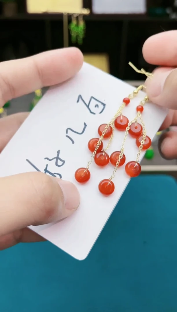 【闪购商品】南红玛瑙耳饰银S925镶嵌208000