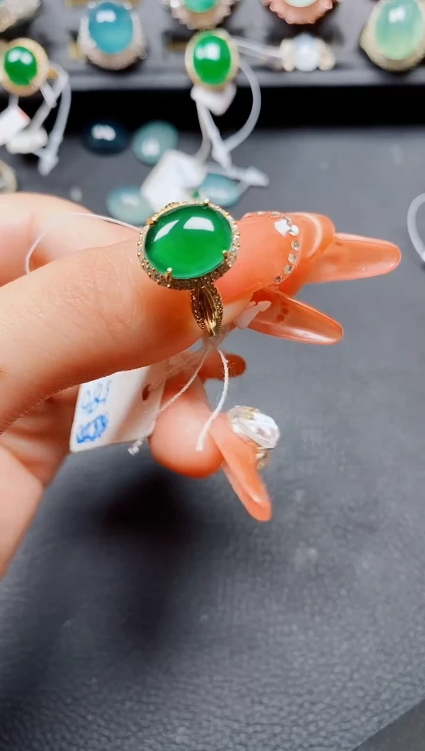 银S925镶嵌戒指翡翠翡翠
