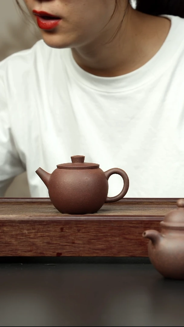 紫砂茶壶岩中泥六拼 紫色巨轮