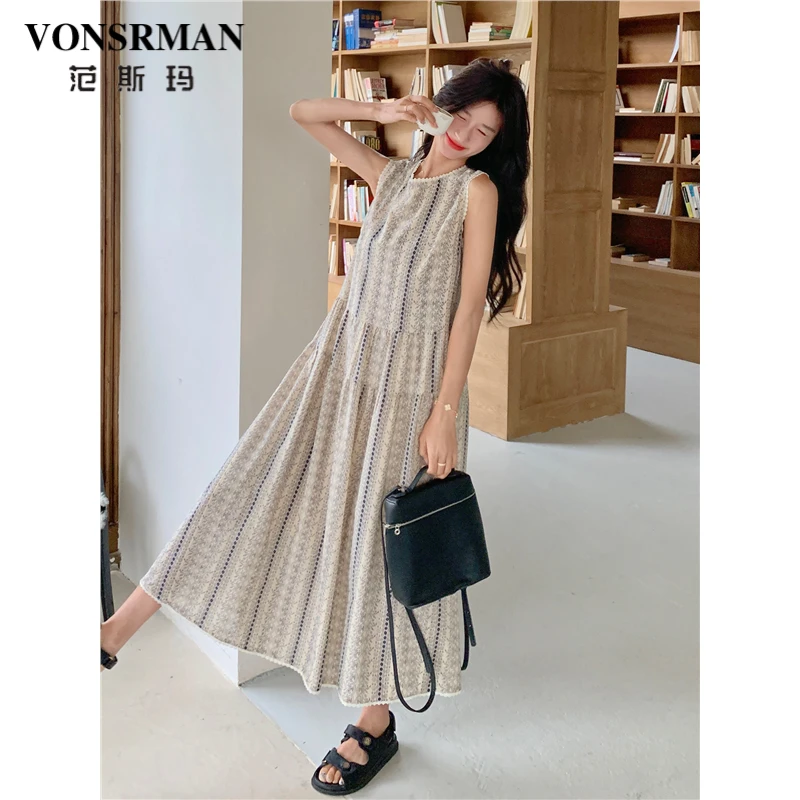 波西米亚度假风无袖连衣裙女夏2025新款减龄宽松显瘦气质背心长裙