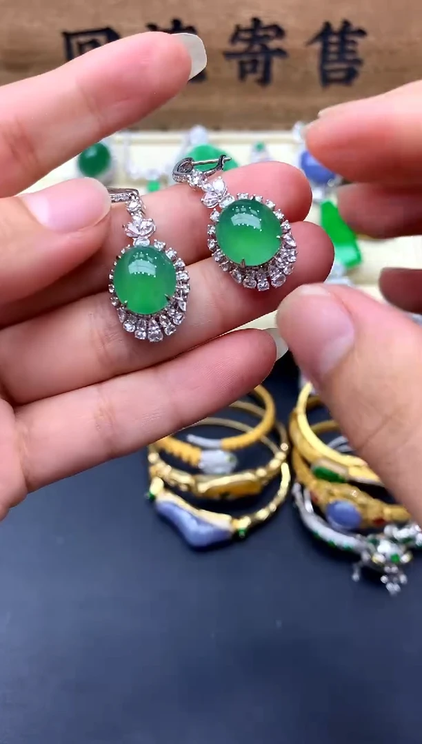 【闪购商品】翡翠耳饰18K金镶嵌623-中国好珍宝