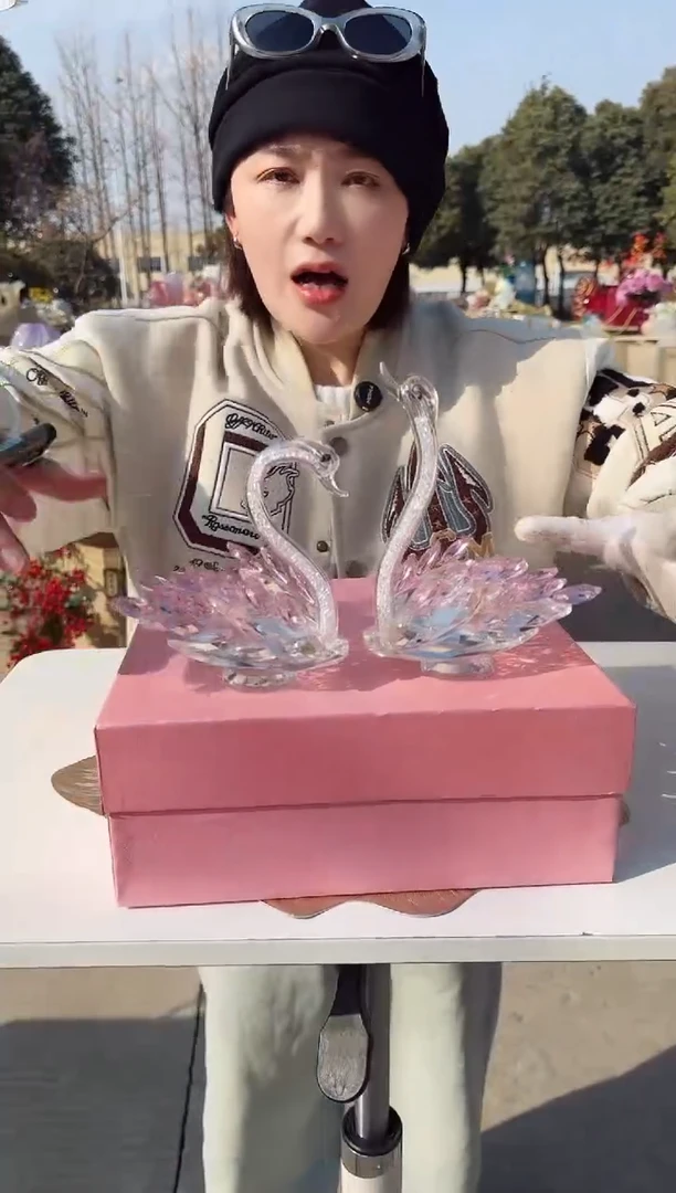 【闪购商品】玻璃YS-天鹅一对带礼盒