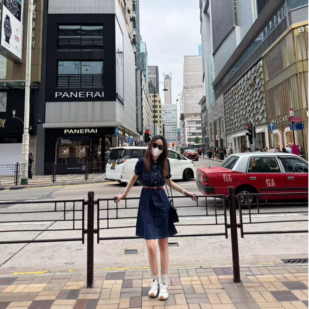 【DL高端定制】新款设计感显瘦假两件连衣裙95106