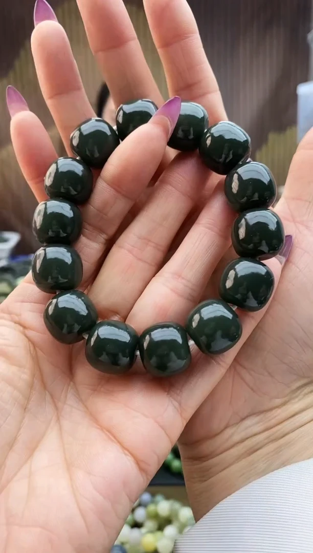 未镶嵌手串和田玉老型且末蓝冰瓷蓝16