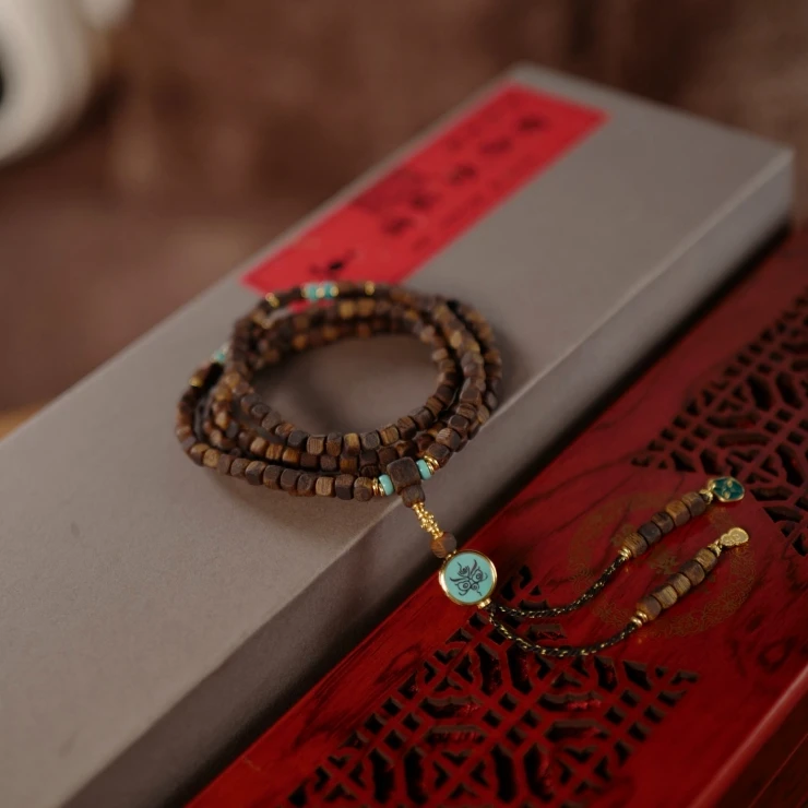 沉香奇楠沉香方块财神长串