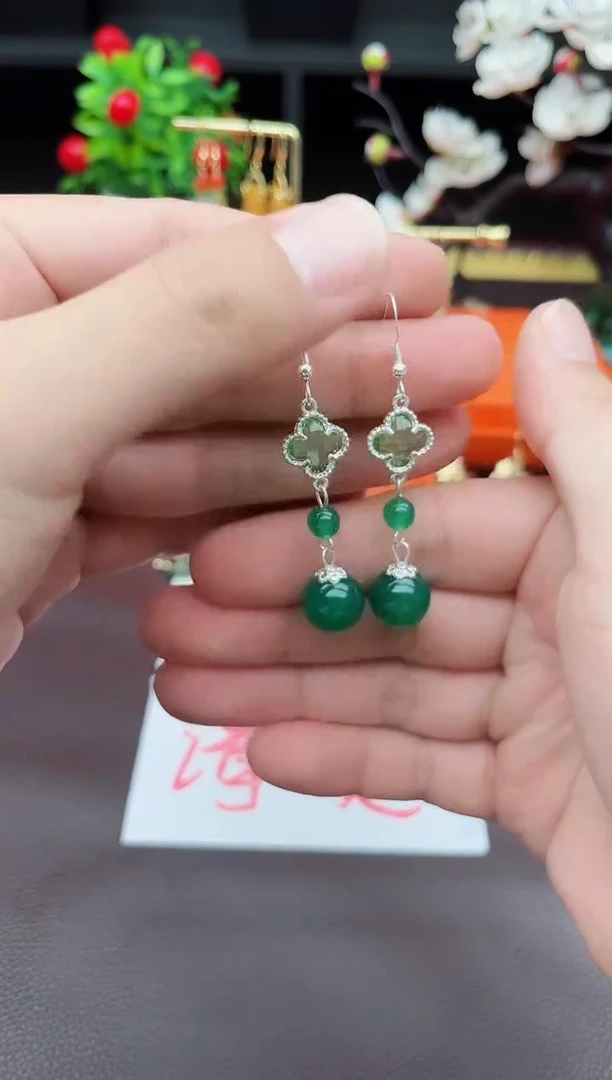 玛瑙/玉髓耳饰银S925镶嵌705000